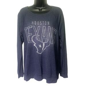 VTG Pink Victoria Secret NFL Houston Texans Women Size‎ M Navy Long Sleeve Shirt
